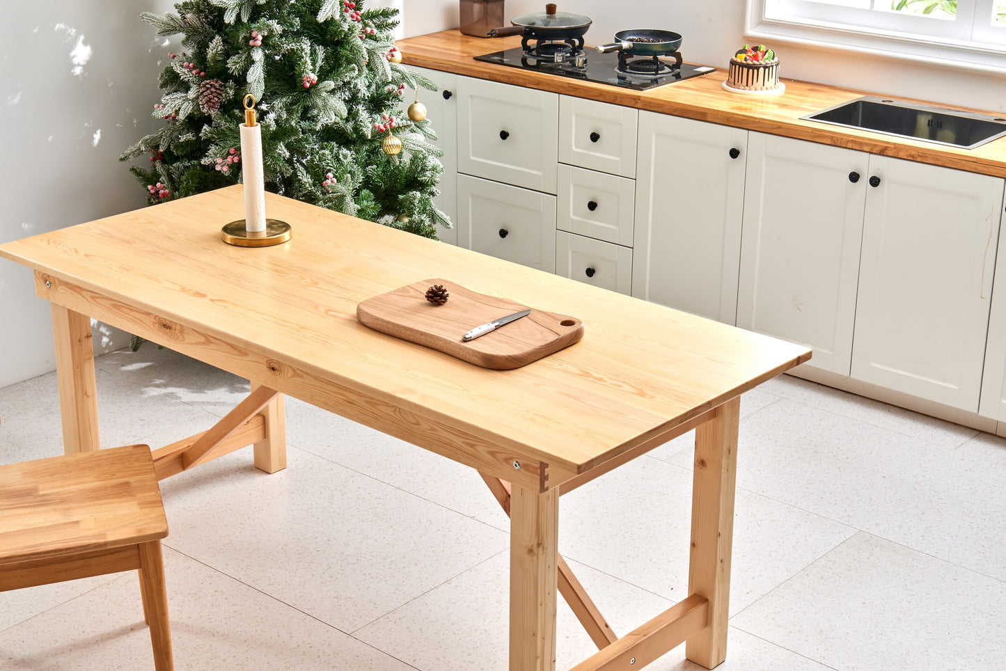 woJKod JK2410 Wooden Cutting Board,100% Natural Camphor Wood,One Piece Cutting Boards,Chopping,Serving Board,Durable & Hard Wearing,for Meat, Cheese, Bread, Vegetables & Fruits(45cm x 28cm x 3cm)