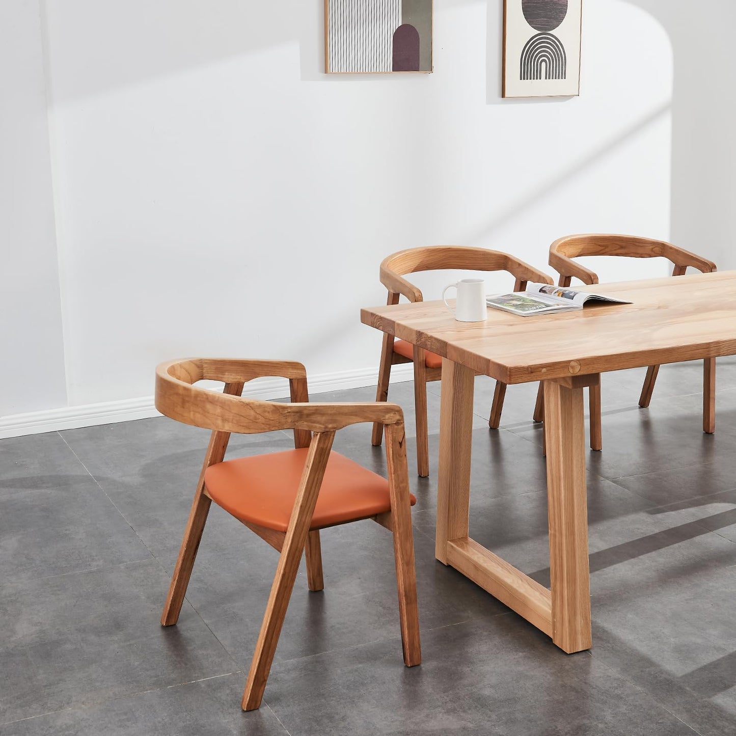 6-8 People 6FT Ash Wood Table Rectangular, Kitchen Dining Table, Modern Conference Desk Table for Office-Plain