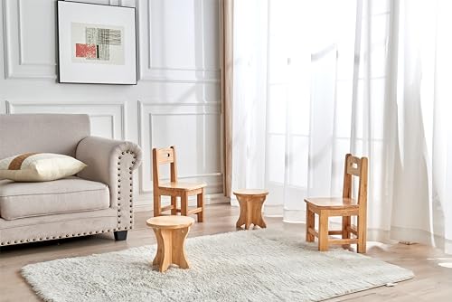 Rubber Wood Solid Wood Children Chair for Kids, Kindgarten and Kids' Home Furniture-Team Set（4pcs）