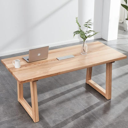 6-8 People 6FT Ash Wood Table Rectangular, Kitchen Dining Table, Modern Conference Desk Table for Office-Plain