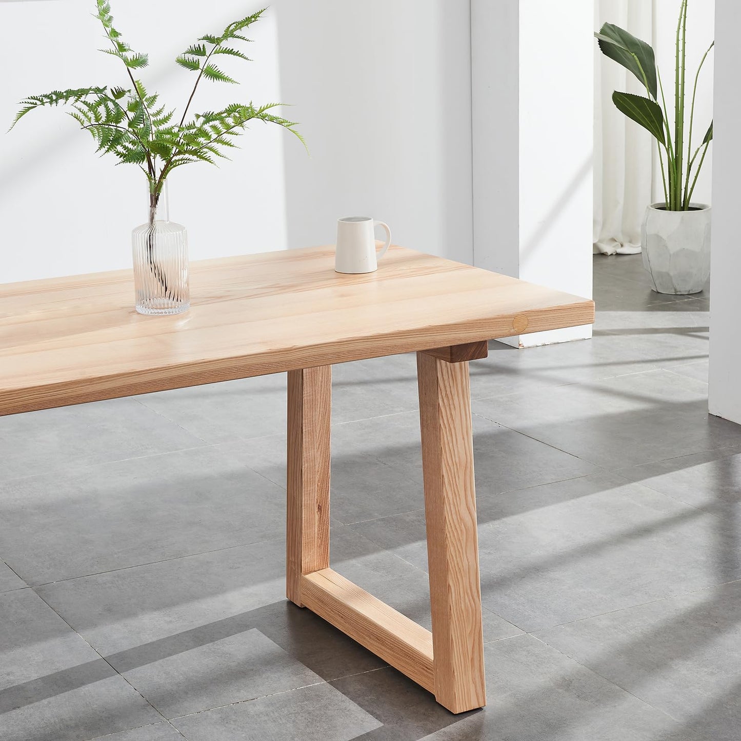 6-8 People 6FT Ash Wood Table Rectangular, Kitchen Dining Table, Modern Conference Desk Table for Office-Plain