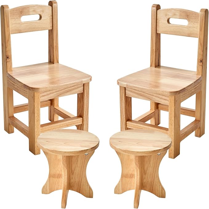 Rubber Wood Solid Wood Children Chair for Kids, Kindgarten and Kids' Home Furniture-Team Set（4pcs）
