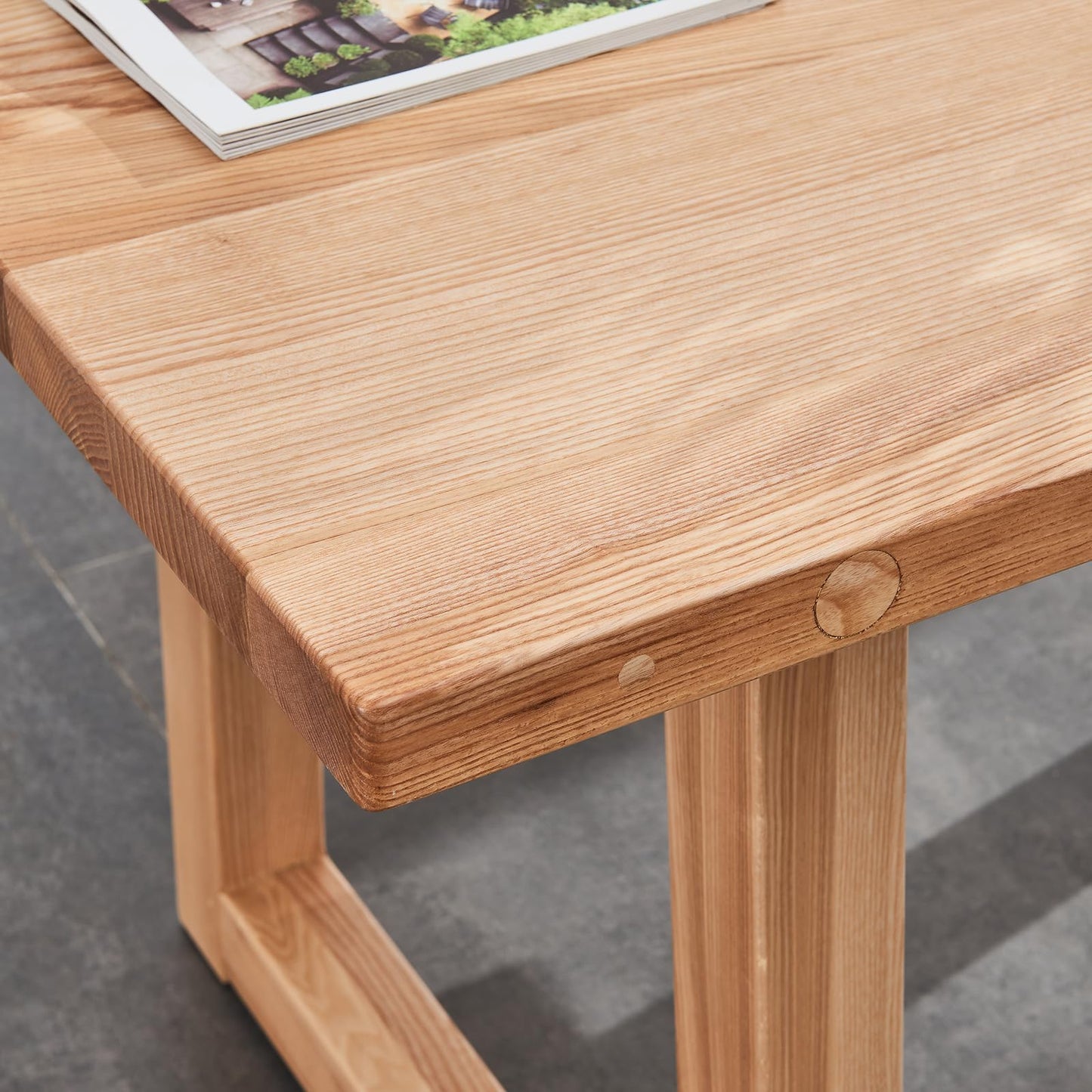 6-8 People 6FT Ash Wood Table Rectangular, Kitchen Dining Table, Modern Conference Desk Table for Office-Plain