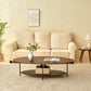 2-Tier Coffee Table Ash Wood Mid Century Moern Table with Sturdy Legs Tea Table for Living Room Bedroom