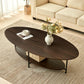 2-Tier Coffee Table Ash Wood Mid Century Moern Table with Sturdy Legs Tea Table for Living Room Bedroom