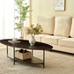 2-Tier Coffee Table Ash Wood Mid Century Moern Table with Sturdy Legs Tea Table for Living Room Bedroom