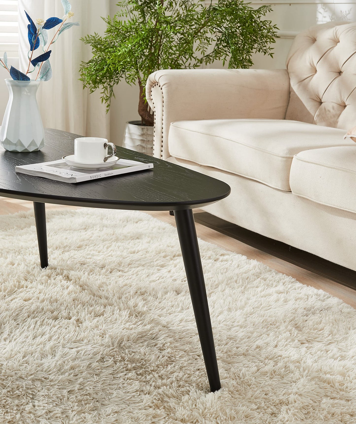 Solid Wood Table Desk, Coffee Table End Table Round for Kitchen Dining Room, Living Room, Bedroom and Restaurant, 4 Legs Removable