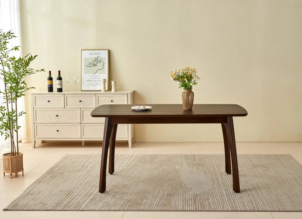Ash Wood Brown Dining Table 4legs has Great Support Rectangular Dining Room Table Sturdiness Ease of Assembly